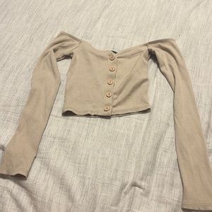 tan long sleeve (off shoulder)